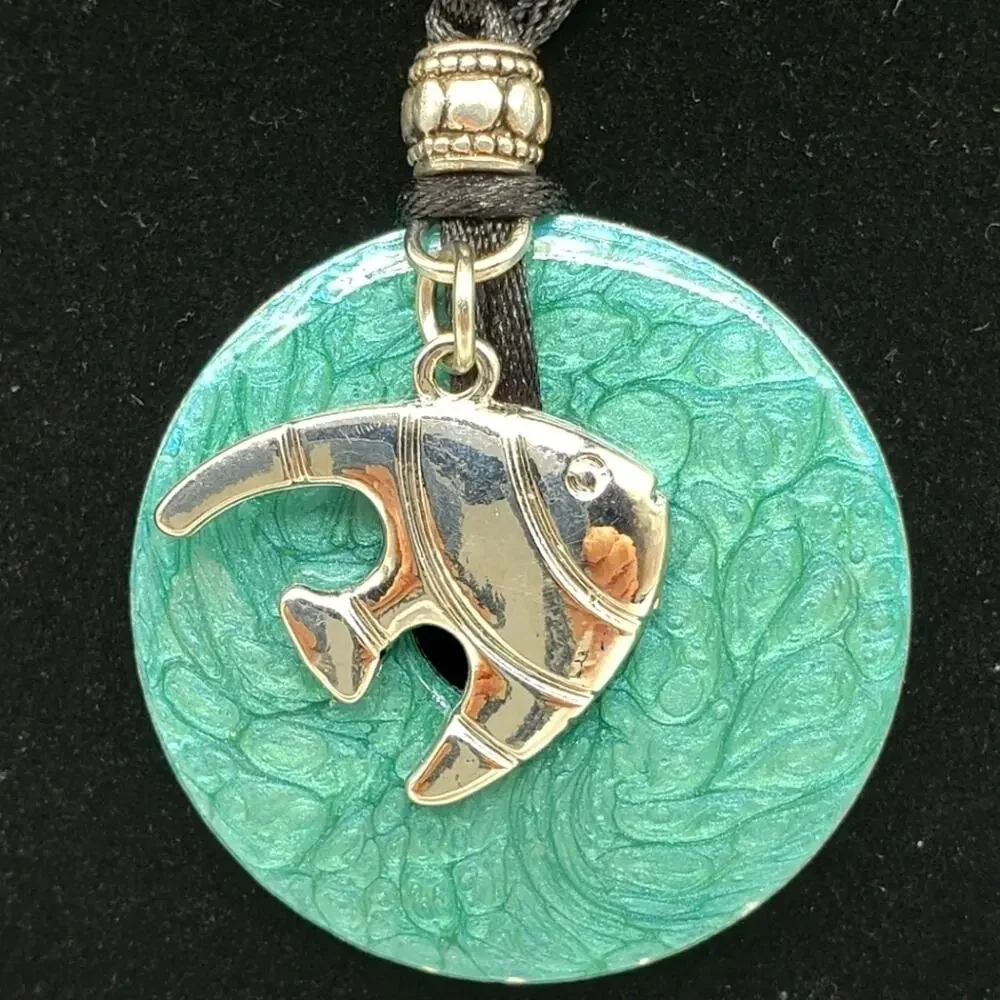 Fish in Aqua Waters Charm Pendent Necklace